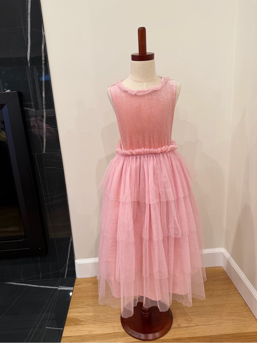 Zara Soft Pink Velvet & Tulle Party Dress